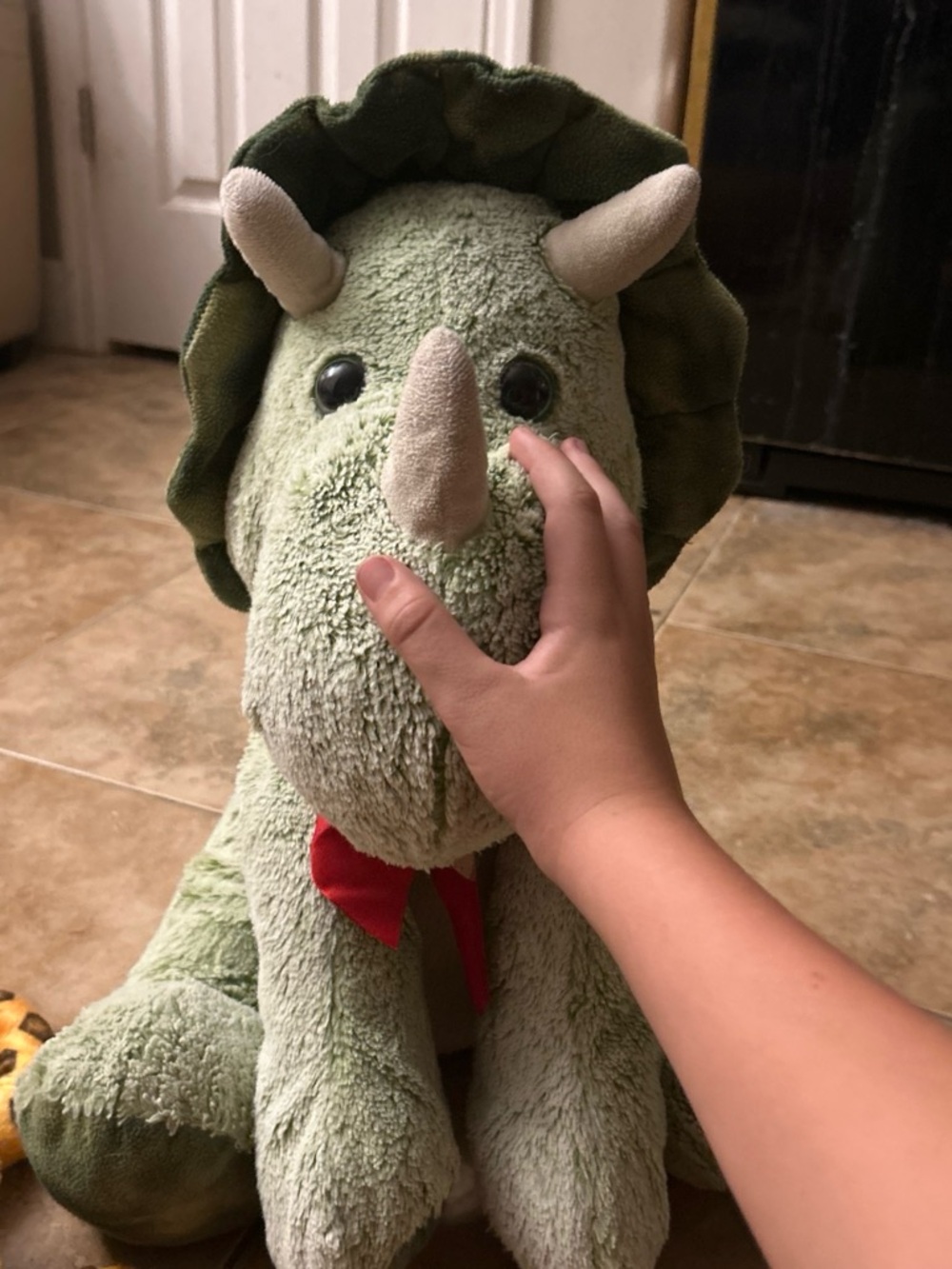 Plush Green Triceratops Stuffed Animal - Soft Dino Cuddly Toy